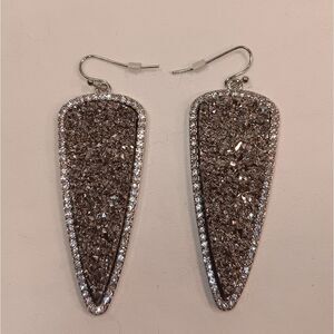 Women's black and silver glitter earrings